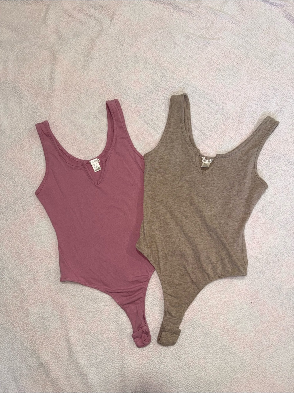Bozzolo Scoop Neck Sleeveless Bodysuits in Mauve and Taupe
